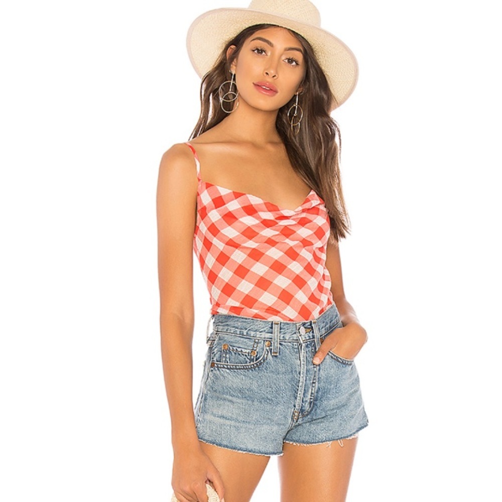 Lovers & Friends Kitt Gingham Plaid Tank Top Large